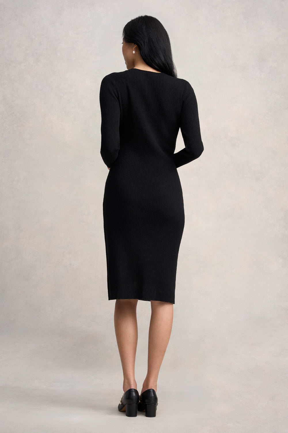 Wrap Detail Knit Dress - Black