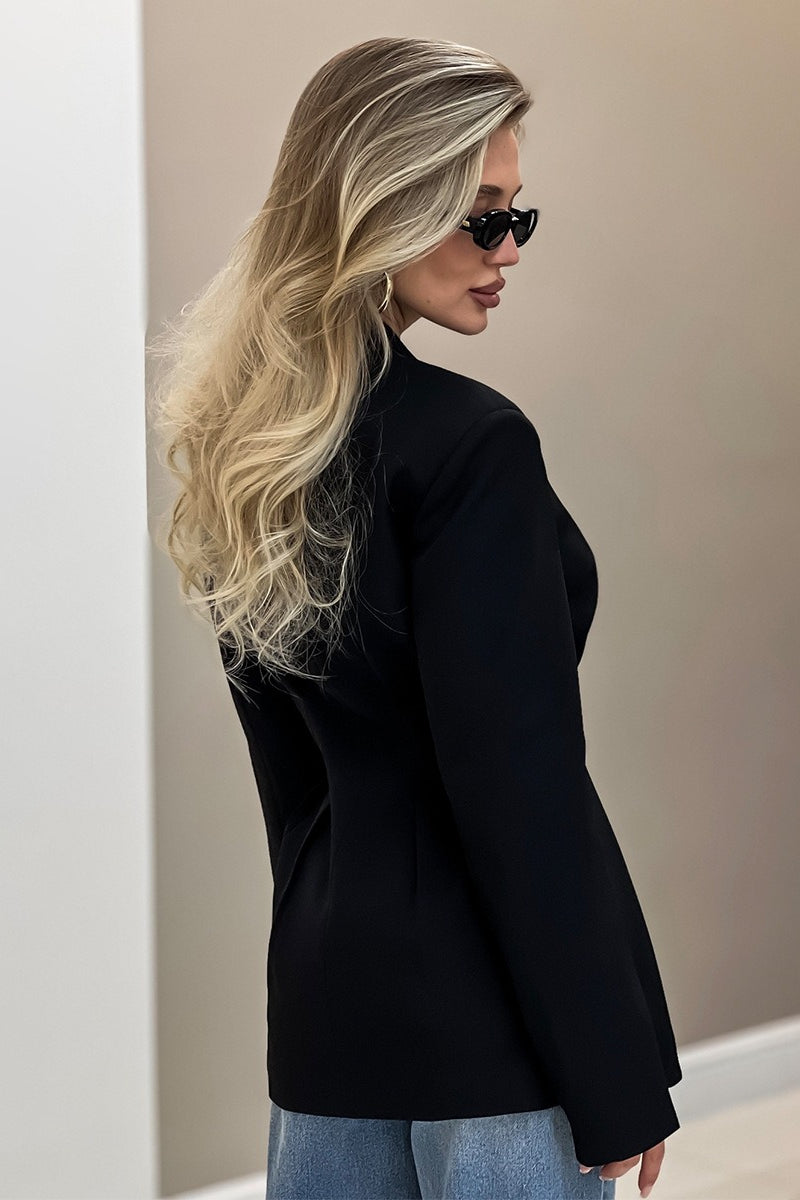 V Neck Waist Detail Blazer