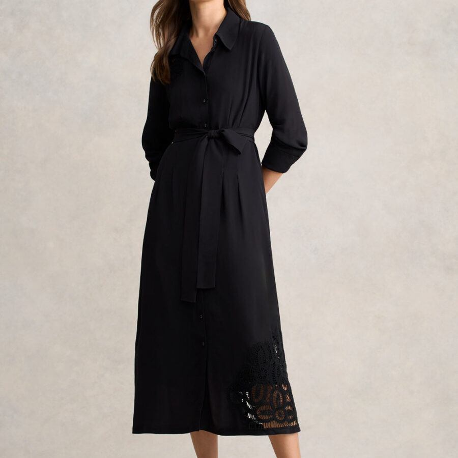 Lace Insert Dress – Black