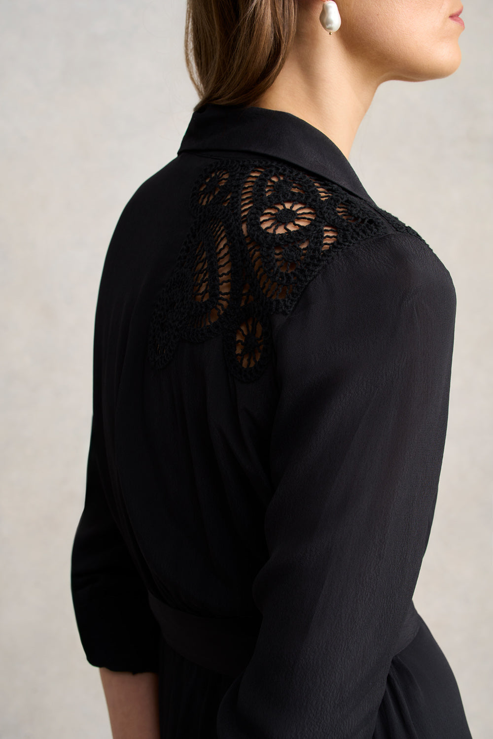Lace Insert Dress – Black
