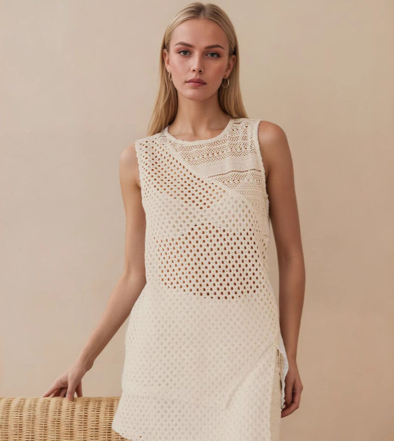 Hollow Out Knit Vacation Cover Up