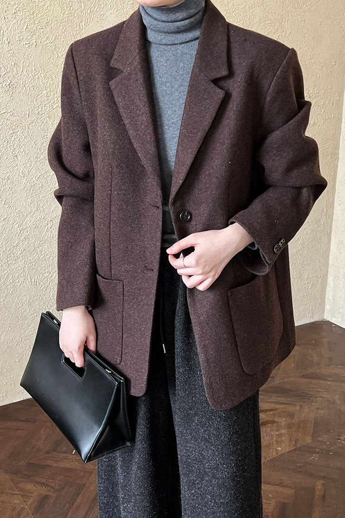 Wool Blend Relaxed Fit Blazer