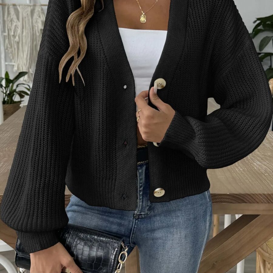 Short Knit Long Sleeve Cardigans